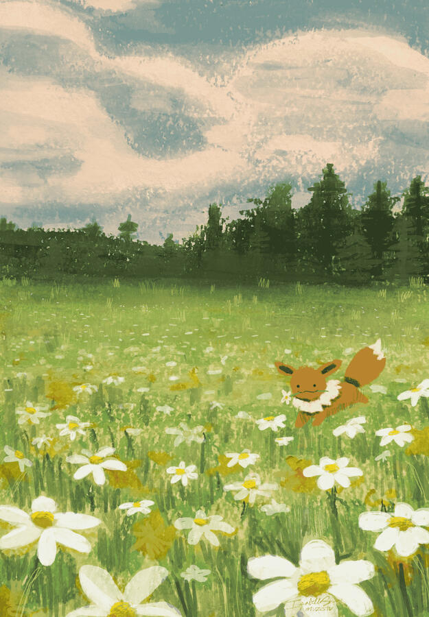 eevee - oil pastels, procreate